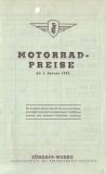 Zündapp Preisliste Nr. 63 1.1.1939