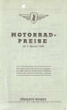 Zündapp Preisliste Nr. 63 1.1.1939