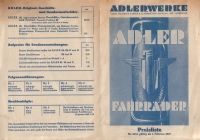 Adler Fahrräder Preisliste 1937