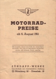 Zündapp Preislisten 1951