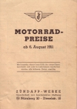 Zündapp pricelists 1951