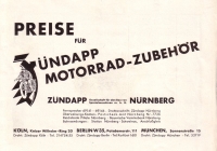 Zündapp pricelist Zubehör 1935