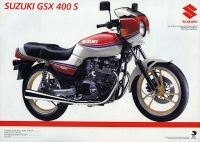 Suzuki GSX 400 S, GSX 400 E + GS 450 L brochure 1985