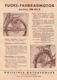 Fuchs Fahrradmotor FM 40 S Prospekt 1950er Jahre