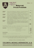 Triumph Preisliste 7.1939