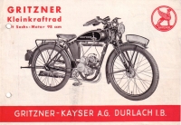 Gritzner Kleinkraftrad Prospekt 1938