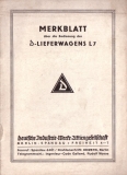 D-Rad Merkblatt über die Bedienung des D-Lieferwagens L 7 ca.1925-26