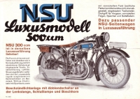 NSU 500 ccm Luxusmodell Prospekt 1929