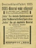 Indus Kleinplakat Deutschlandfahrt 1925