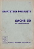 Sachs 50 mit Dreiganggetriebe Ersatzteilliste 1957