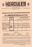 Hercules Preisliste S 125 1939