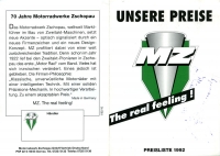 MZ pricelist 1992