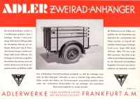 Adler Zweirad Anhänger Prospekt 1932