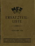 M.F.Z. Ersatzteilliste Ausgabe 1926