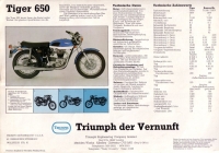 Preview: Triumph Bonneville 650 + Tiger 650 Prospekt ca. 1975