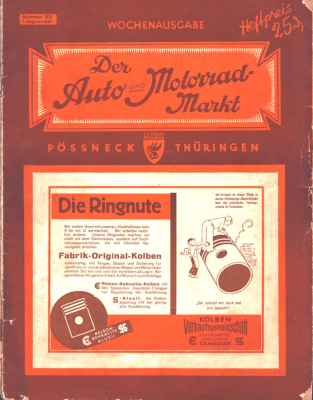 Der Auto u. Motorrad Markt Pößneck 1931 Heft 22