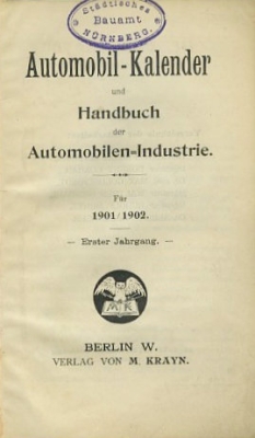 Preview: Automobil-Kalender und Handbuch der Automobil-Industrie 1901/02