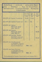 Adler bicycle pricelist 1.10.1934