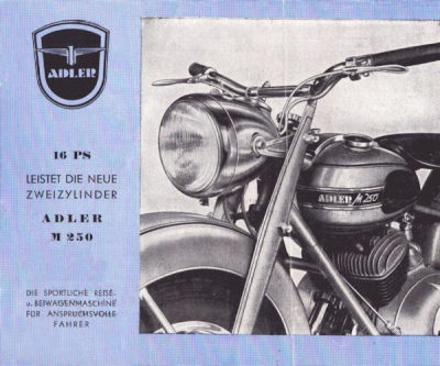 Adler Motorrad M 250 S Prospekt ca. 1952