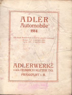 Preview: Adler Automobile Katalog 1914