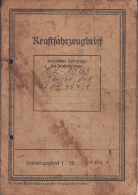 Adler Trumpf Junior 996 ccm Fahrzeugbrief 1935