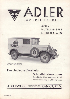 Adler Favorit Express Prospekt 10.1930