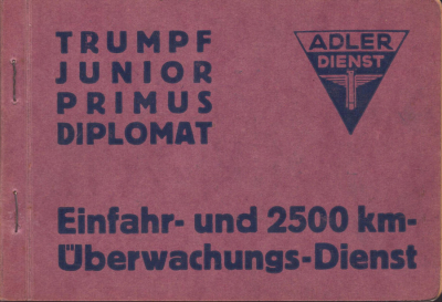 Adler Kundendienstheft ca. 1935