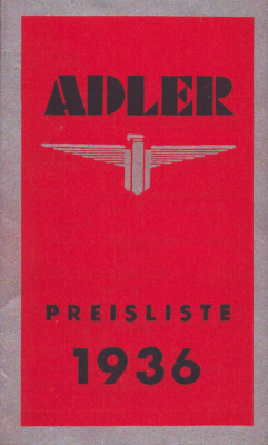Adler Preisliste 1936