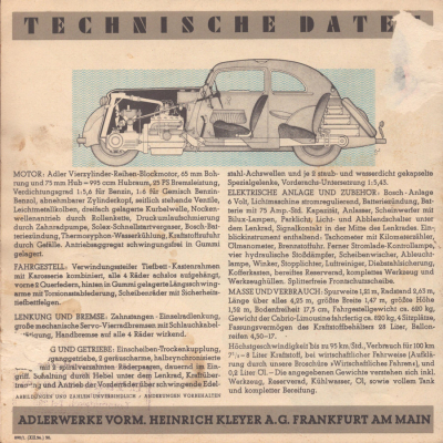 Preview: Adler Trumpf Junior 1 Ltr. Prospekt 12.1936