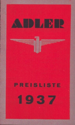 Adler Preisliste 1937