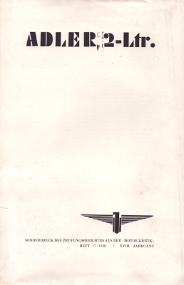 Adler 2 Liter Test aus Motorkritik 1938