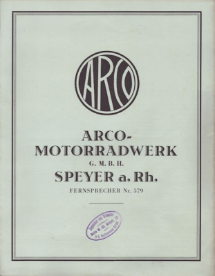 Arco Motorrad Prospekt 1920er Jahre