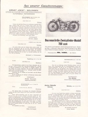 Ardie 500 ccm Prospekt 1927