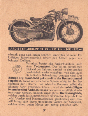 Ardie Programm IAMA 1933