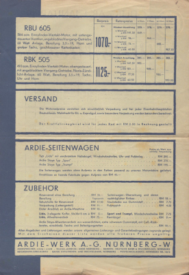 Preview: Ardie Preisliste 1.1.1936