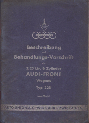 Audi Front Typ 225 Bedienungsanleitung 1936
