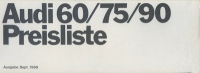 Audi 60 / 75 / 90 pricelist 9.1969