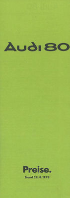 Audi 80 B 2 Preisliste 8.1978