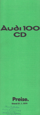 Audi 100 C 2 CD Preisliste 1.1979