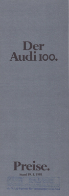 Audi 100 C 2 Preisliste 1.1981