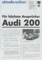 Audi 200 C 3 Aktuelle Notizen 9.1983