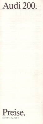 Audi 200 C 3 Preisliste 12.1984