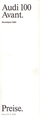 Audi 100 Avant C 3 Preisliste 8.1986
