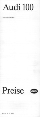 Audi 100 C 4 Preisliste 6.1992