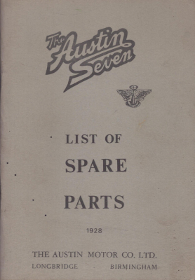 Austin Seven Ersatzteilliste 1928