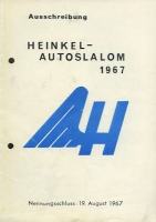 Heinkel Auto-Slalom Berlin Ausschreibung und Ergebnislisten 26. / 27.8.1967