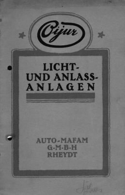 Auto Mafam Licht und Anlasser-Anlagen ca. 1924