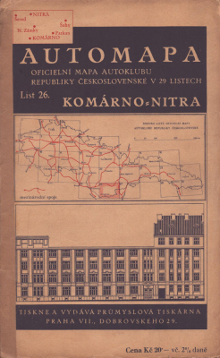 Automapa List 26 Komarno-Nitra / Tschechien 1920er Jahre