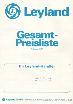 British Leyland Preisliste 2.1978