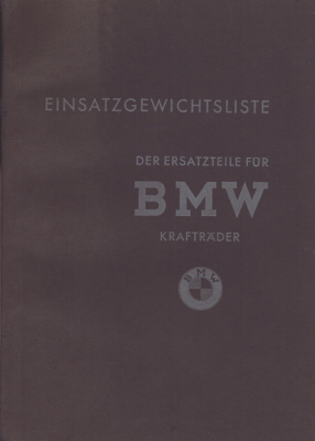 BMW Einsatzgewichtsliste Kraftradteile 9.1942
